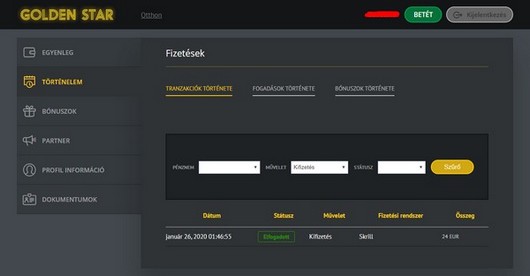 Golden Star casino Wypłaty