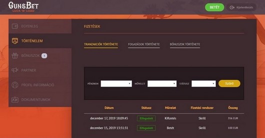 gunsbet Casino Wypłaty