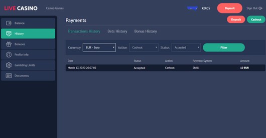 live Casino Wypłaty