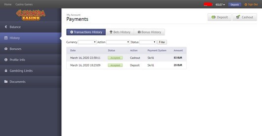 cleopatra Casino Wypłaty